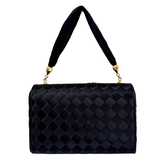 BOTTEGA VENETA Intrecciato Black Satin Butterfly embroidered Handbag, in , Sold by HIVE PRELOVED - Handle Bags, ,