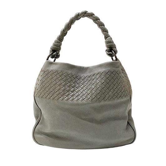 BOTTEGA VENETA Intrecciato Detail Grey Leather Shoulder Bag, in , Sold by HIVE PRELOVED - Shoulder Bags, ,