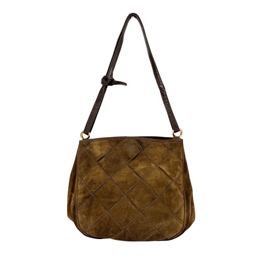 BOTTEGA VENETA Intrecciato Kahki Brown Suede Shoulder Bag, in , Sold by HIVE PRELOVED - Shoulder Bags, ,