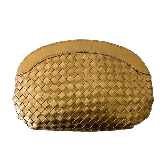 BOTTEGA VENETA Intrecciato Satin Gold Cluth Bag, in , Sold by HIVE PRELOVED - Clutch bags, ,