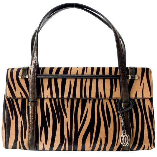 CARTIER Brown Zebra Printed Pony Hair Shoulder Bag, in , Sold by HIVE PRELOVED - Shoulder Bags, ,