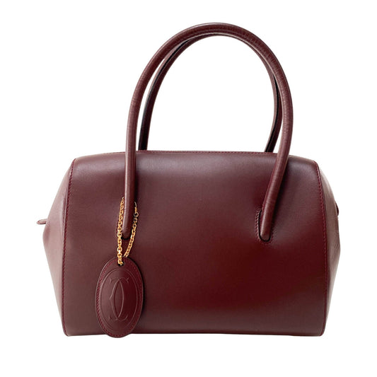 CARTIER Must Line Burgundy Leather Top Handle Bag, in , Sold by HIVE PRELOVED - Handle Bags, Shoulder Bags,