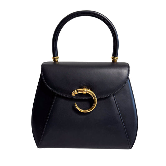 CARTIER Panthère Black Leather Top Handle Bag, in , Sold by HIVE PRELOVED - Handle Bags, ,