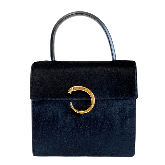CARTIER Panthère Black Pony Haire Top Handle Bag, in , Sold by HIVE PRELOVED - Handle Bags, ,