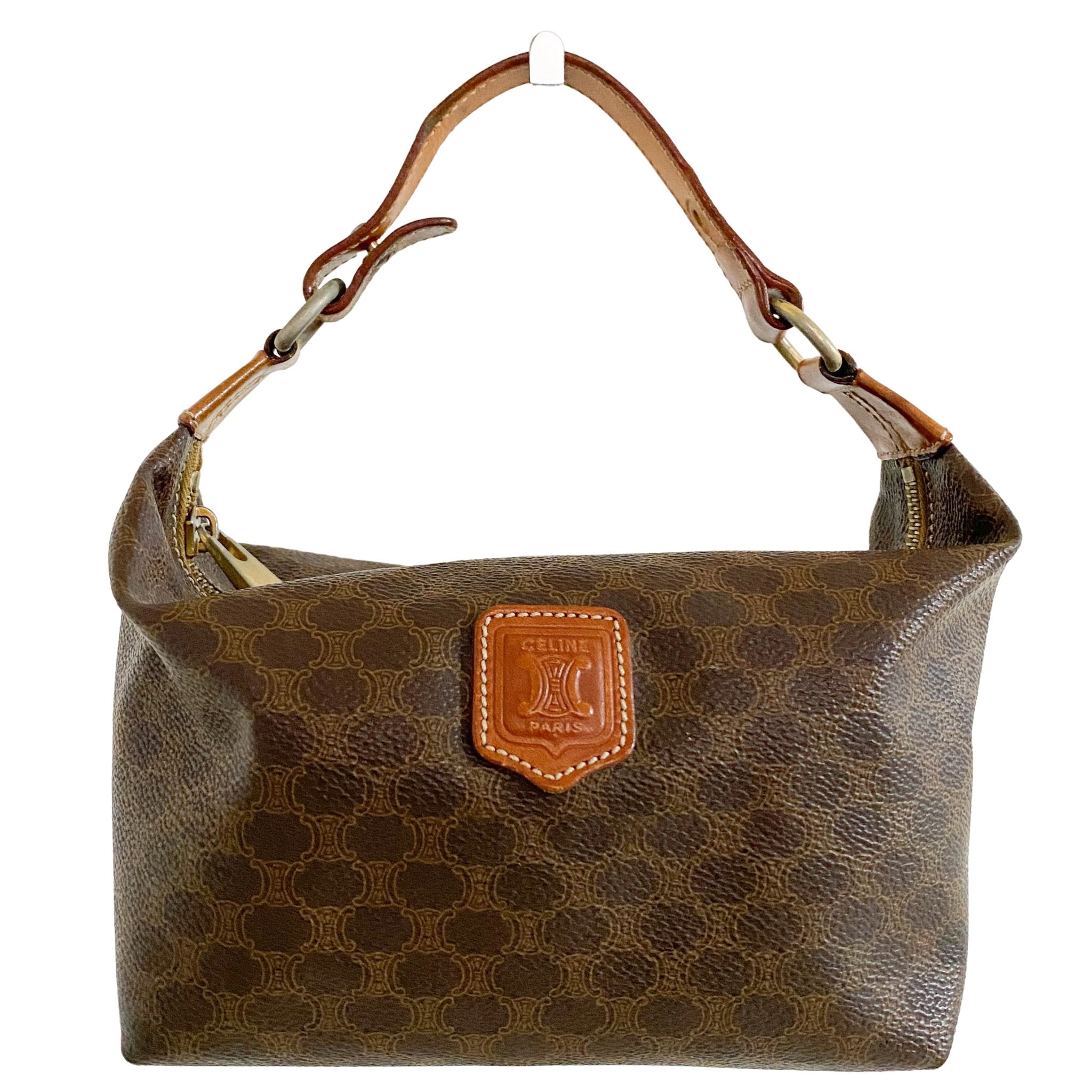 バッグ CELINE Macadam Vanity Pouch Bag tagged CELINE Macadam Makeup pouch Cosmetics Pouch Hand Bag Vanity