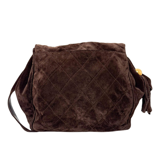 CHANEL CC Quilted Dark Brown Suede Large Satchel Crossbody Bag, in , Sold by HIVE PRELOVED - Crossbody bags, ,