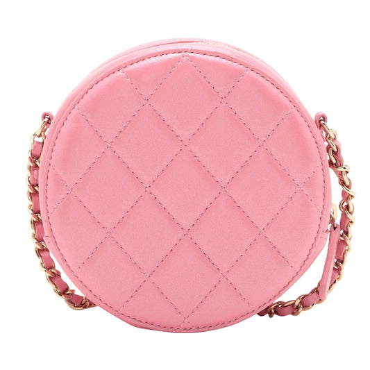 CHANEL CC Quilted Lambskin Round Pearl Pink Chain Crossbody Bag, in , Sold by HIVE PRELOVED - Crossbody bags, Mini bags,
