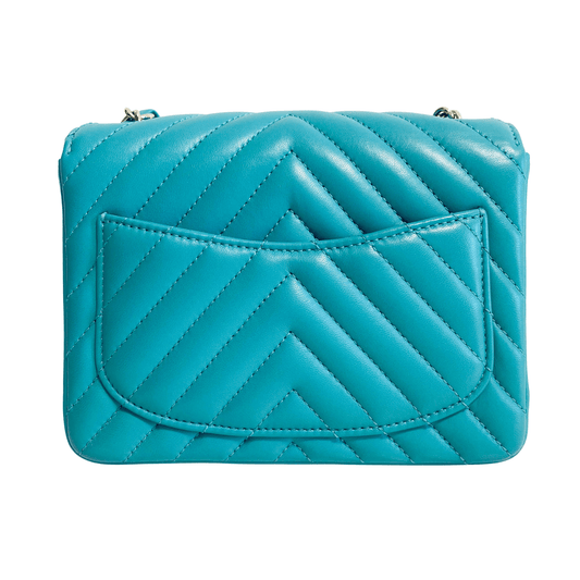 CHANEL Chevron Classic Mini Rectangular Single Flap Turquoise Shouler Bag, in , Sold by HIVE PRELOVED - Crossbody bags, ,