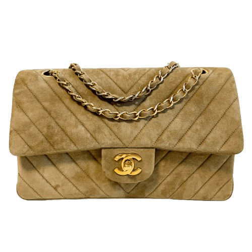 CHANEL Chevron V - stitch Suede W - flap Chain Shoulder Bag, in , Sold by HIVE PRELOVED - Shoulder Bags, ,