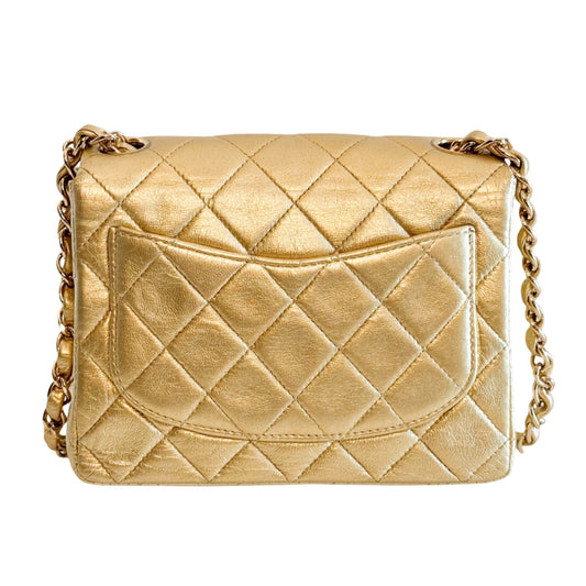 CHANEL Classic Flap Gold Lambskin Mini Gold Chain Shoulder Bag, in , Sold by HIVE PRELOVED - Crossbody bags, ,