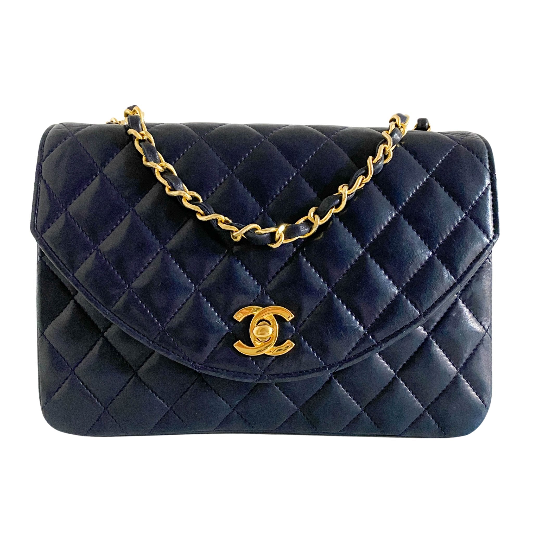【CHANEL】Half-Moon Patent Quilted Crossbody Bag Chanel women's orange patent leather quilted half moon
