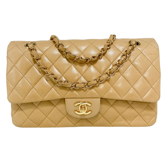 CHANEL Quilted Lambskin Classic Double Flap Shoulder Bag Cream, in , Sold by HIVE PRELOVED - Shoulder Bags, ,