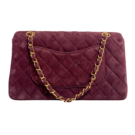 CHANEL TImeless Classic Double Flap Burgundy Suede Chain Shoulder Bag in Sold by HIVE PRELOVED - Crossbody bags, Shoulder Bag