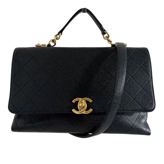CHANEL Timeless Classic Top Handle Single Flap Caviar Skin Leather Chain Shoulder Bag in Sold by HIVE PRELOVED- Shoulder Bag