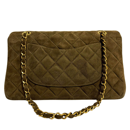 CHANEL Timeless Classique Brown Suede Double Flap Chain Shoulder Bag, in , Sold by HIVE PRELOVED - Crossbody bags, ,