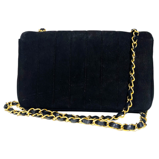 CHANEL Vertical Black Suede CC Turnlock Flap Chain Shoulder Bag, in , Sold by HIVE PRELOVED - Shoulder Bags, ,