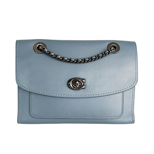 COACH Leather Parker 18 Turnlock Blue Chain Shoulder Bag, in , Sold by HIVE PRELOVED - Shoulder Bags, ,