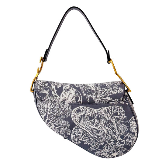 DIOR Canvas Grey Saddle Bag Toile DE Jouy Reverse Jacquard, in , Sold by HIVE PRELOVED - Shoulder Bags, ,