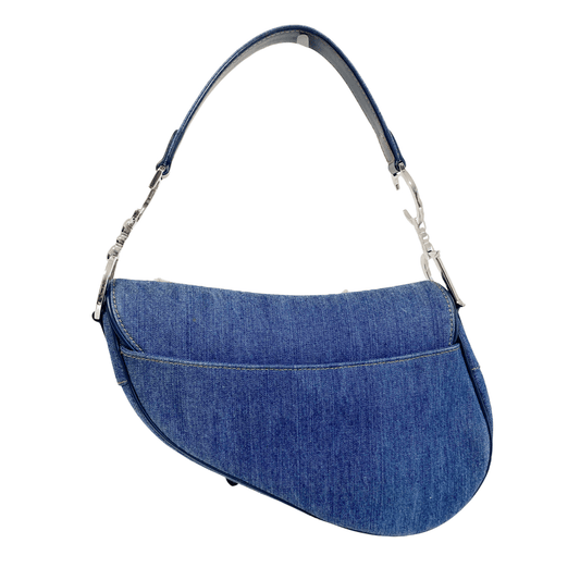 DIOR Denim Crystal Floral Embroidered Saddle Bag, in , Sold by HIVE PRELOVED - Shoulder Bags, ,