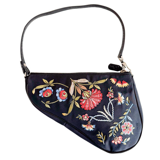 DIOR Limited Edition Floral Embroidered Canvas Saddle Vintage Shoulder Bag, in , Sold by HIVE PRELOVED - Shoulder Bags, ,