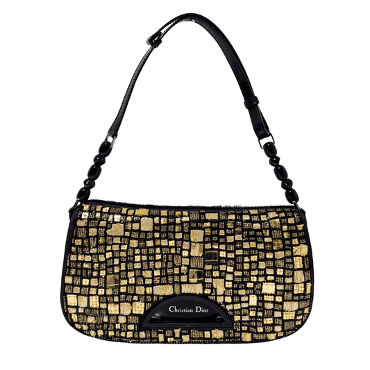 DIOR Maris Pear Black/Gold Embellished Pony Hair Shoulder Bag, in , Sold by HIVE PRELOVED - Shoulder Bags, ,