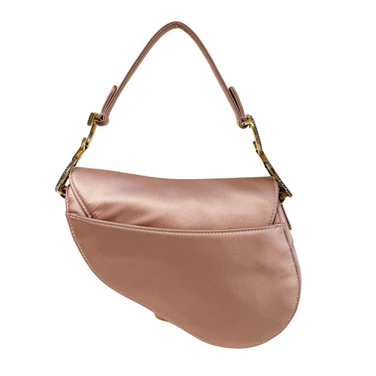 DIOR Mini Saddle Pink Satin Shoulder Bag with Rhinestone Hardware, in , Sold by HIVE PRELOVED - Handle Bags, ,