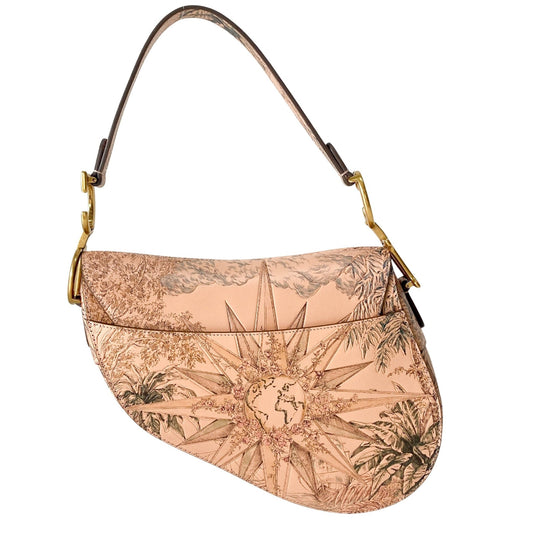DIOR Saddle Sun Motif Engraving in Beige Leather Shoulder Bag, in , Sold by HIVE PRELOVED - Shoulder Bags, ,