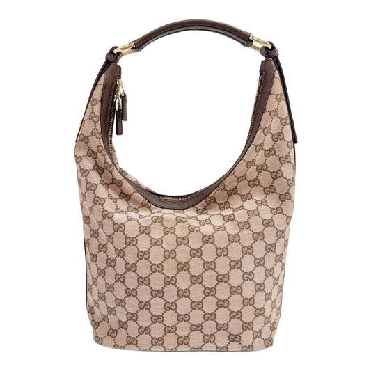 Charmy Brown GG Canvas Hobo Bag