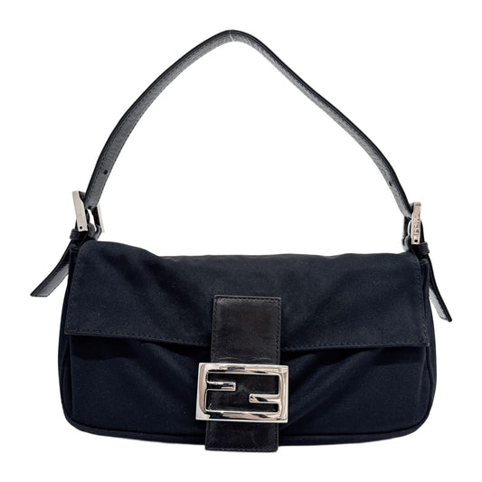 Baguette Black Neoprene Shoulder Bag