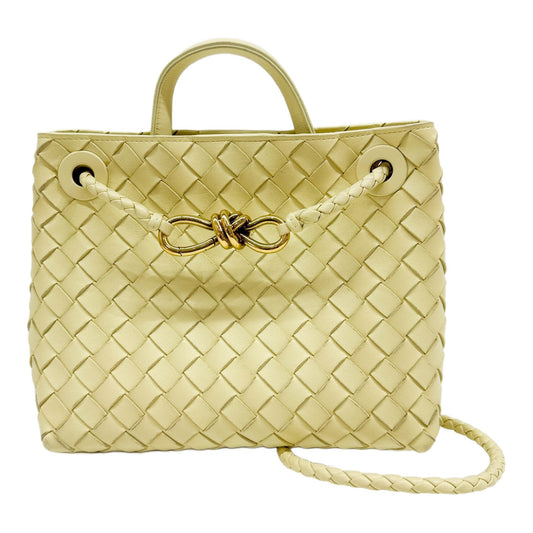 Small Andiamo Intrecciato Pastel Yellow Leather Two Way Bag