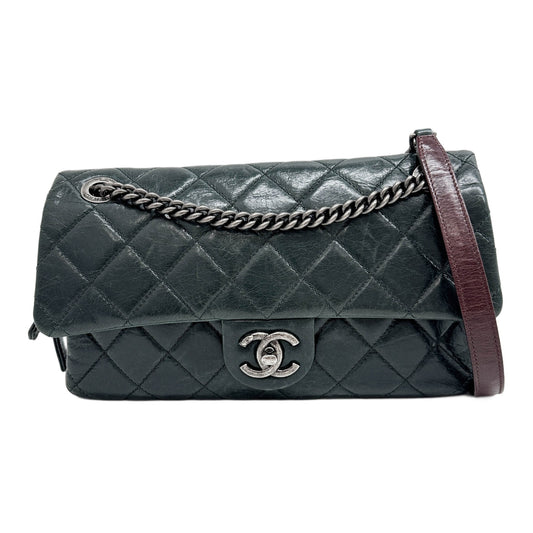 Duo Color Easy Flap 2014 Matelasse Pine Green Leather Shoulder Bag
