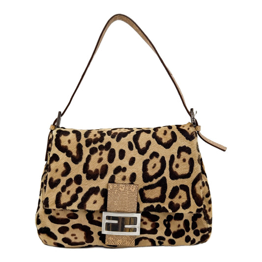 Mamma Baguette Brown Cheetah Print Pony Hair Shoulder Bag