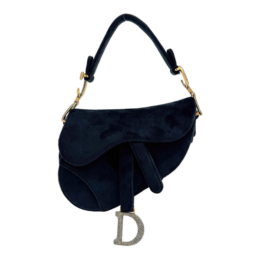 Mini Saddle Black Velvet Hand Bag