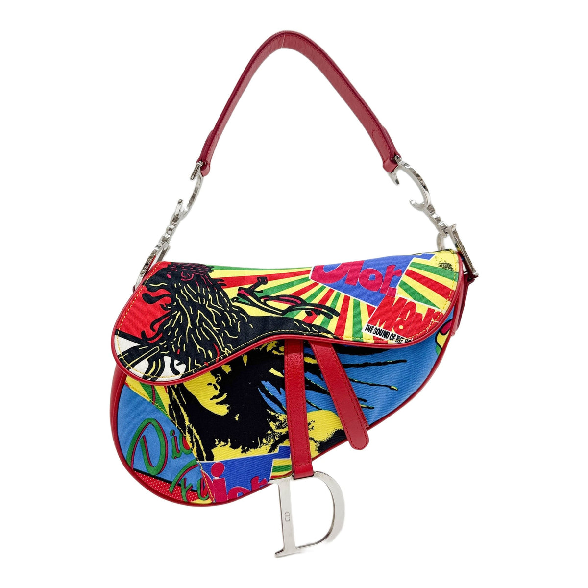 Saddle John Galliano " Dior Mania" Multi-color Rasta Bob Marley Shoulder Bag
