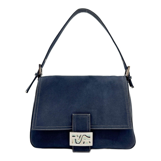 Mamma Baguette Navy Blue Canvas Shoulder Bag