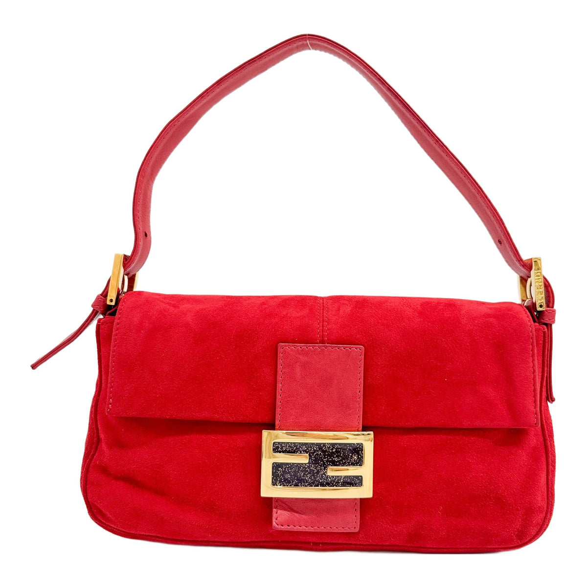 Baguette Red Suede Shoulder Bag