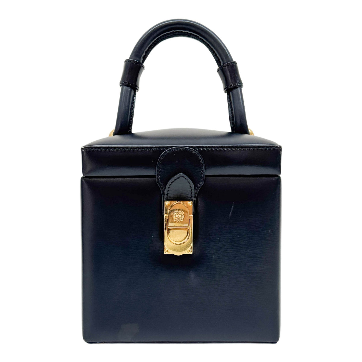 Black Leather Vanity Hand Bag