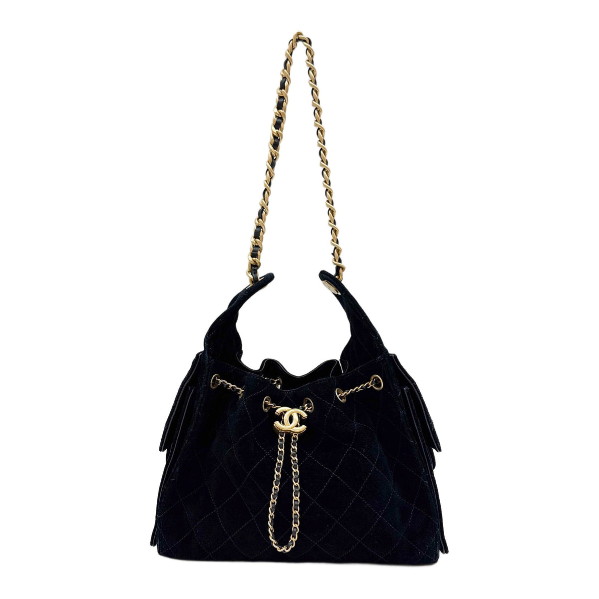 Small Chanel 25 2021-2026 Matelasse Black Suede Shoulder Bag