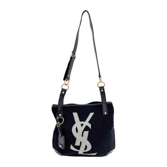 Black Wool Shoulder Bag