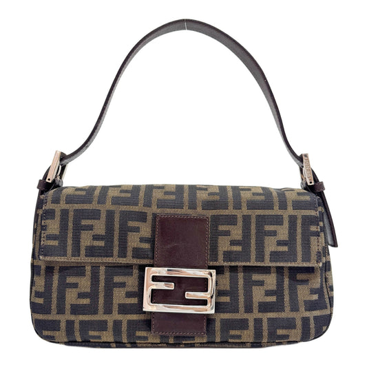 Baguette Brown Zucca Canvas Shoulder Bag