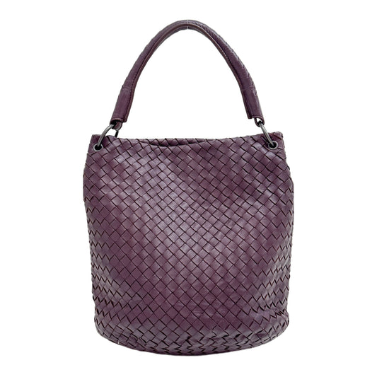 Intrecciato Purple Leather Shoulder Bag
