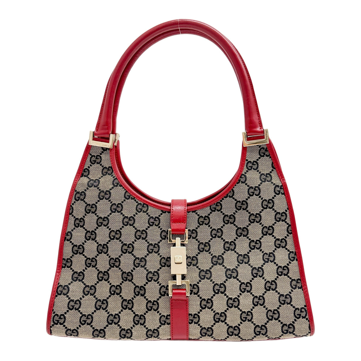 Jackie Brown GG Canvas Shoudler Bag with Red Leather Trim