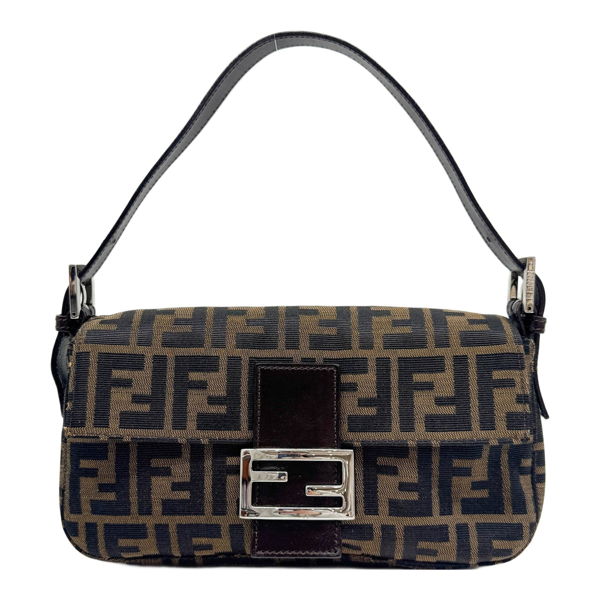 Baguette Brown Zucca Canvas Shoulder Bag