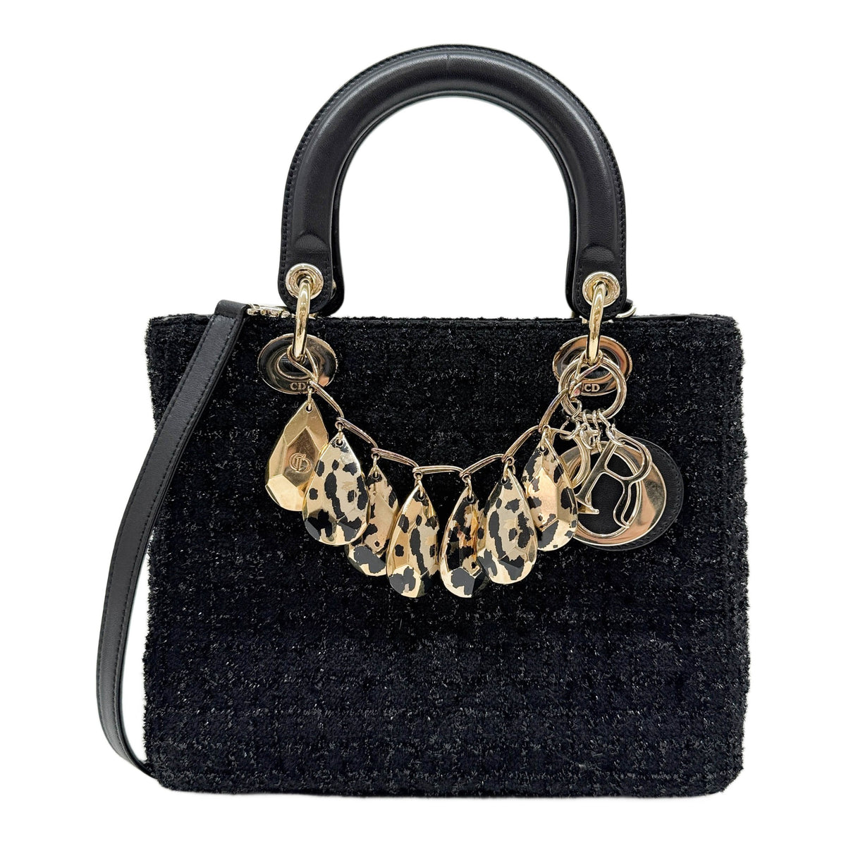 Lady Dior Cannage Black Tweed Two Way Bag