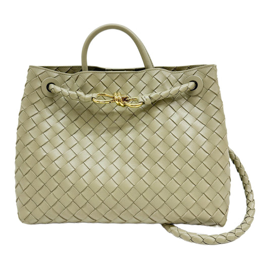 Medium Andiamo Intrecciato Sage Green Leather Two Way Bag