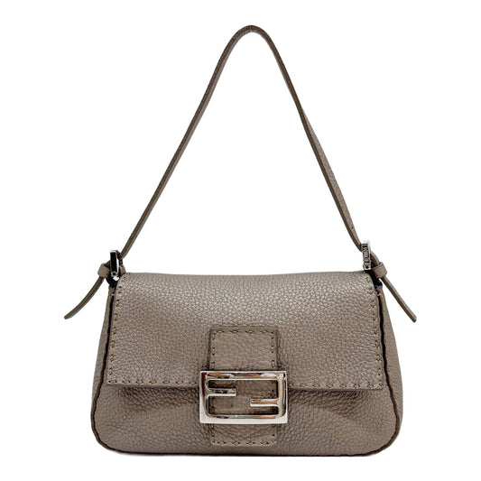 Mini Seleria Mamma Baguette Bronze Leather Handle Bag