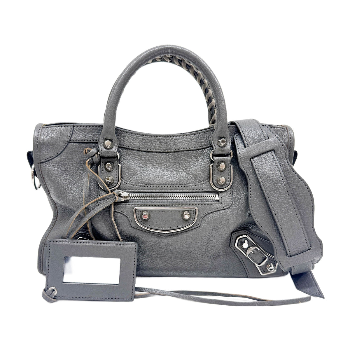 Mini City Metallic Edge Gray Leather Two Way Bag