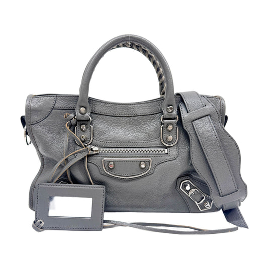 Mini City Metallic Edge Gray Leather Two Way Bag