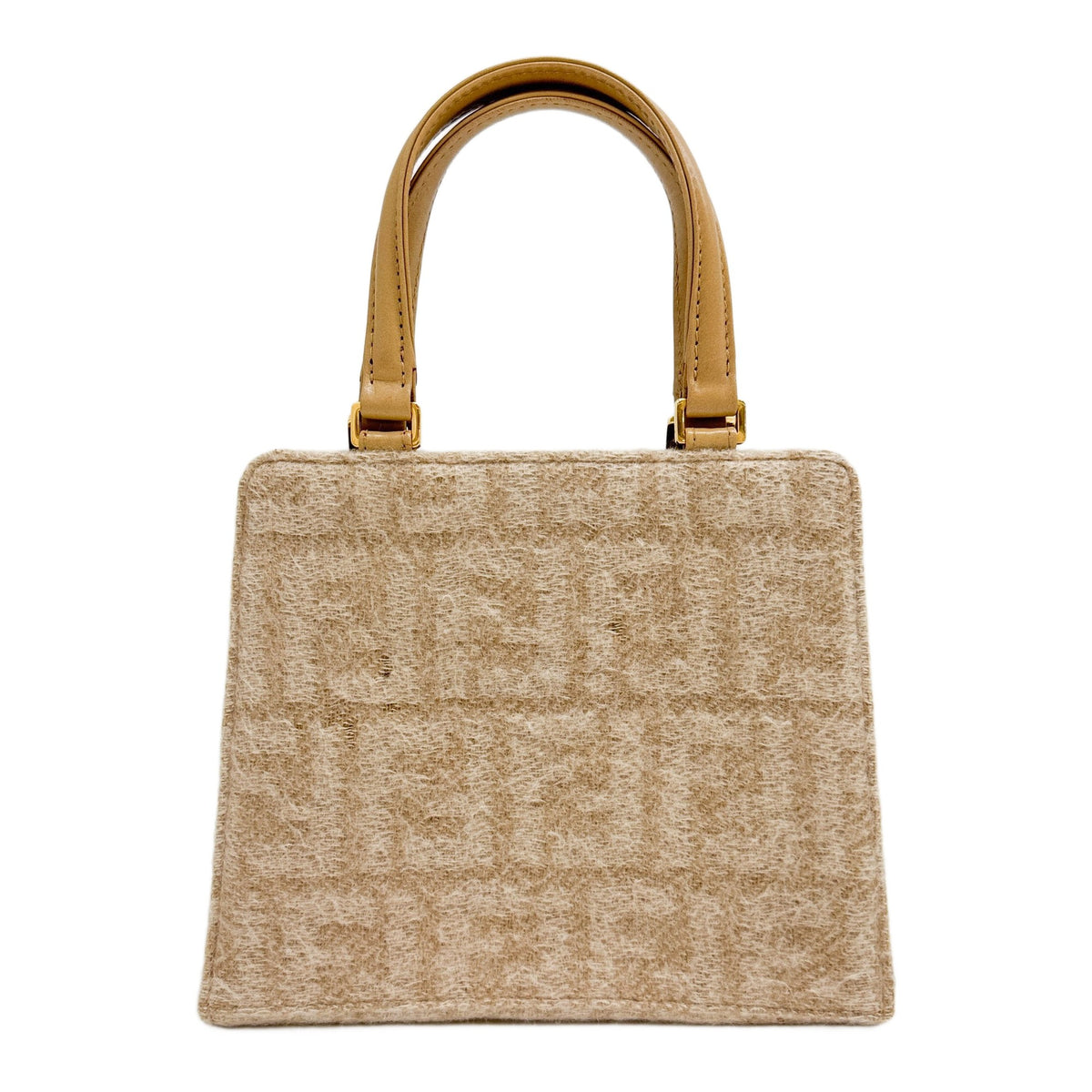 Beige Brown Zucca Wool Hand Bag