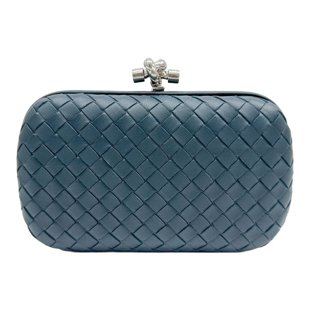 Knot Intrecciato Blue Green Leather Shoulder Bag